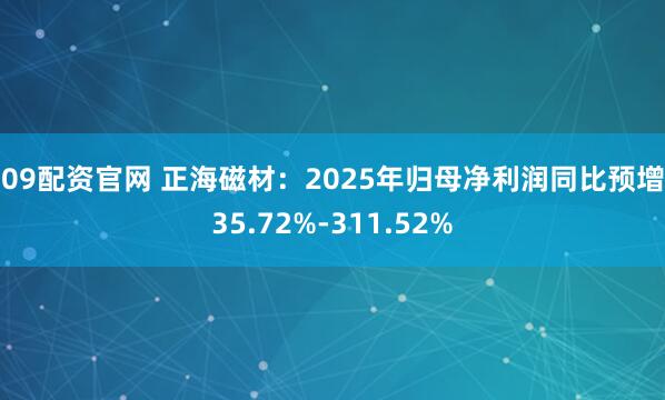 009配资官网 正海磁材：2025年归母净利润同比预增235.72%-311.52%